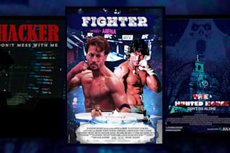 design action, horror and comedy movie poster professionally, for you