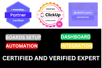 be your clickup, asana, monday com expert for setup and automation