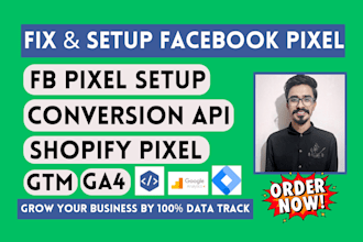 setup or fix meta facebook pixel conversion api, ga4 ecommerce tracking with gtm