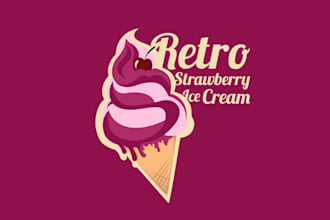 draw wonderful coffee and ice cream logo