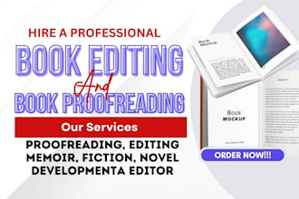 proofread, edit, format memoir, nonfiction, fiction novel, developmental editor