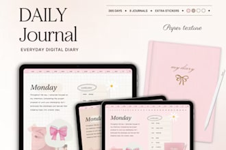 design digital calendar, digital gratitude journal notebook personalised