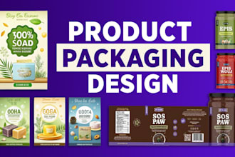 design product packaging, bottle label, packaging box and pouch