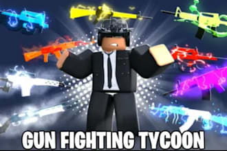 build full roblox game, tycoon game,entire roblox game,gun fighting,city map,r15