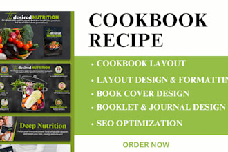 format design write recipe cookbook layout journal workbook for print and ebook
