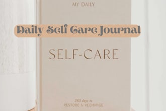 design daily self care journal, wellness journal, digital reading journal ebook