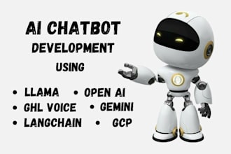 develop ai chatbot using gemini, open ai, llama, gcp, langchain, ghl voice
