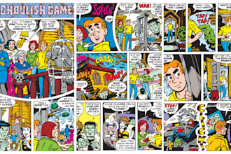 draw vintage retro comic art style, vintage illustration, comic page, book cover