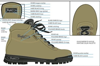 shoe tech pack, fashion shoe sneakers footwear, boots, shoe designs and sketches