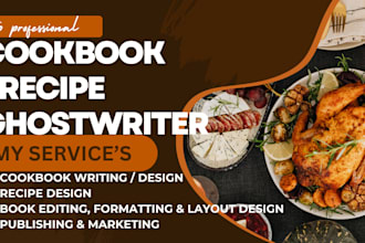 be your cookbook ghostwriter or ebook food recipes writer for keto, vegan recipe