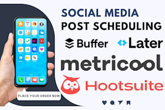 schedule social media post in hootsuite, metricool, buffer manage social media