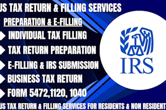 prepare and e file US tax return form 1040, 1120 and w2 tax return file