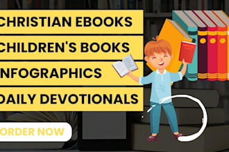 design christian ebook, children books, infographics and daily devotionals