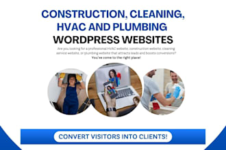 hvac, construction, cleaning, or plumbing website with SEO and online booking