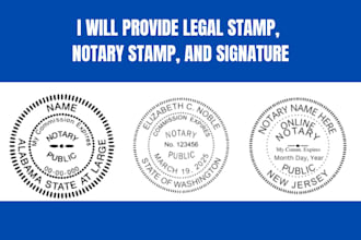 provide professional legal stamp, notary stamp, and signature for your documents