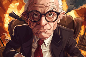 create a political cartoon art in unique style