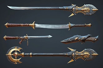 design creative concept art of weapons and items