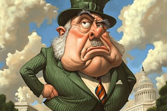 draw you political funny cartoon portrait for you