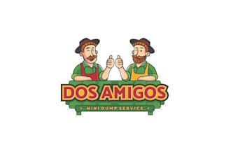design vibrant dos amigos mini dump service logo