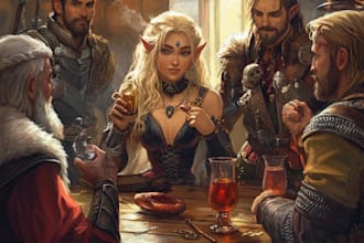 illustrate your fantasy or wow dnd party in any style