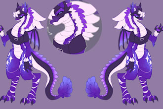 draw sfw or nsfw furry art fursona character reference sheet anime dakimakura