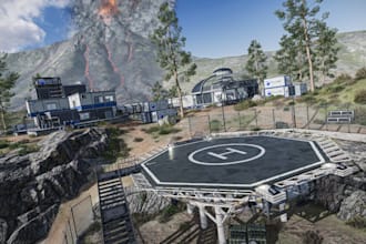 3d warzone game environment,millitary base,horror fantasy 3d environment in ue5