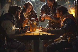 do a detailed dnd party, fantasy or scifi character art