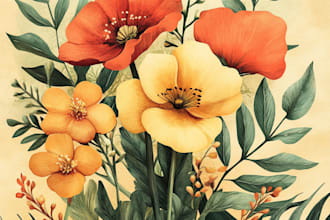 create a beautiful vintage botanical illustration poster