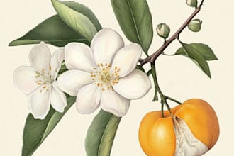 unique  botanical vector illustration of plants and flowers