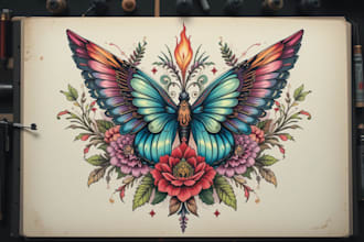 draw unique custom sketchy style tattoo design