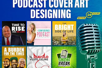 design podcast cover art modern mascot podcast logo and any graphics design