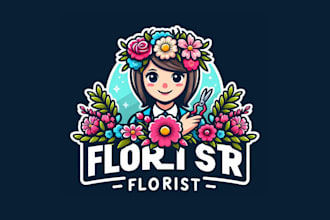 do creative floral florist mascot logo for you with my on creativity