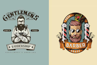 design vintage salon haircut barber shop logo