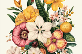 watercolor botanical illustrations of flowers and plants