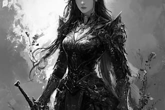 draw your fantasy character or monster in black and white