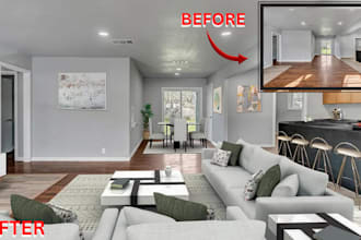 do realistic virtual staging, furniture, renovation services for real estate