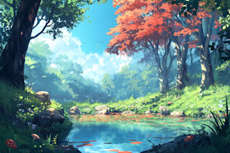 make a anime background, 2d environment, landscape
