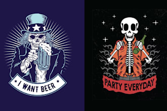 create amazing skeleton pub beer logo