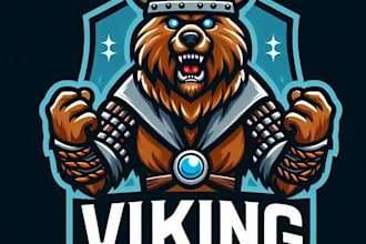 do awesome viking bear mascot logo design