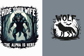design unique t shirt horror werewolf logo