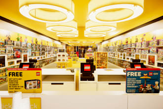 create 3d shopping mall,grocery store interior,retail shop,supermarket,8k render