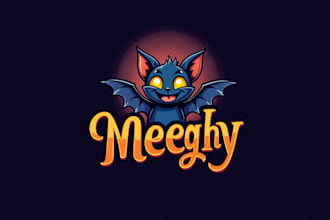 create modern halloween bat logo with unlimited revisions