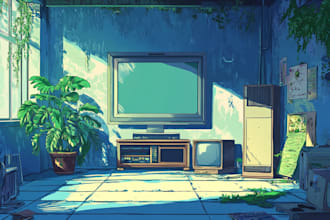 draw background art illustration for vtuber stream visual