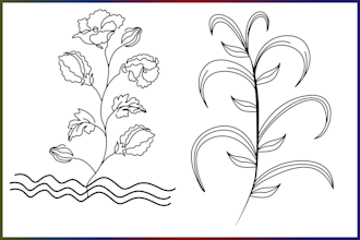 draw one lines digital illustration of a flower, plant,