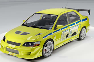 custom car, 3d body kit, front fender, exterior  render, chase wheel car tuning
