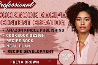 design cookbook, recipe book and editing, meal and diet plan for amazon KDP