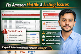 fix amazon flat file errors, bulk upload, and variation listing