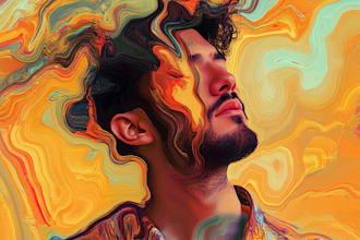 unique abstract art, portrait, oil paint, digital art for you
