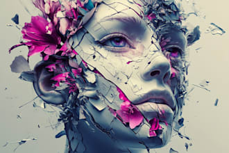 abstract art, portrait, oil paint, digital art in unique style