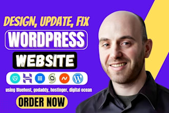 design fix edit or update wordpress website on godaddy, bluehost, digital ocean